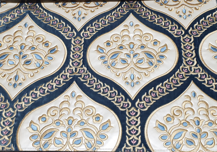 پارچه پرده گلدوزی گل چرمی مجلسی بومونتی کد722