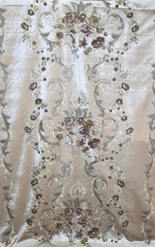 پارچه پرده مخمل گلدوزی سلطنتی کلاسیک بومونتی کد1621