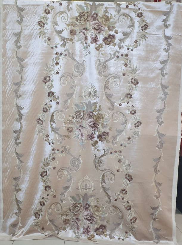 پارچه پرده مخمل گلدوزی سلطنتی کلاسیک بومونتی کد1621