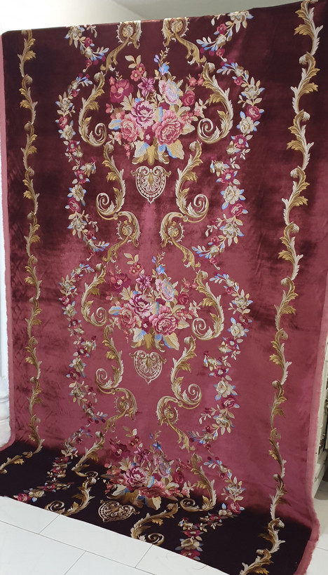 پارچه پرده مخمل گلدوزی سلطنتی کلاسیک بومونتی کد1621